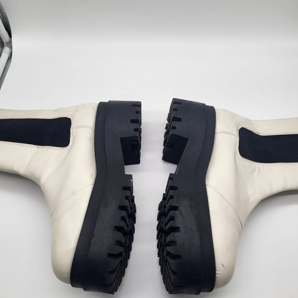 H&M DIVIDED Platform Boots Chunky Lug Sole Pull On Womens 9.5 Y2k Cream Black - Picture 9 of 15